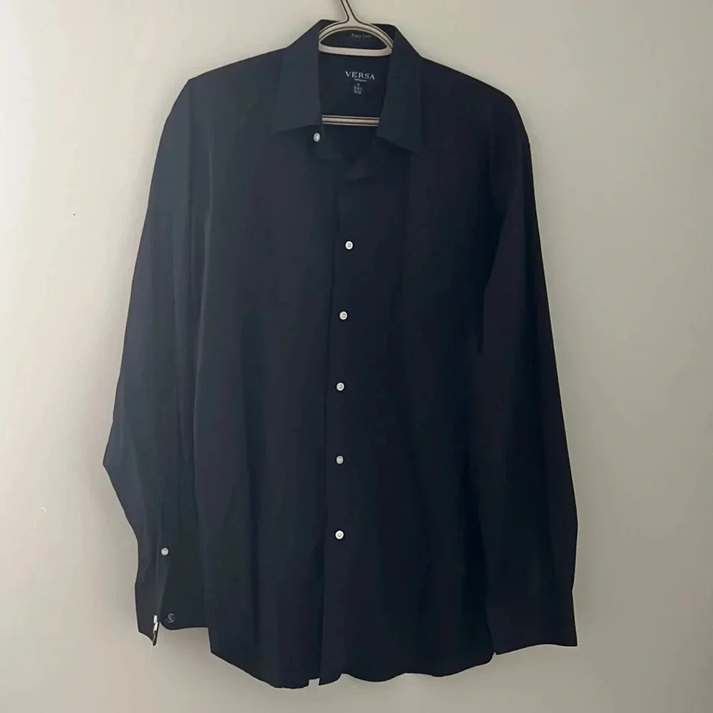 Versa Collezioni Easy Care Dress Shirt Black Medium 15-15.5 34/35